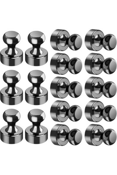 Choice 12x16mm 16Pcs Black Black Neodymium Magnetic Push Pins - Strong Refrig...