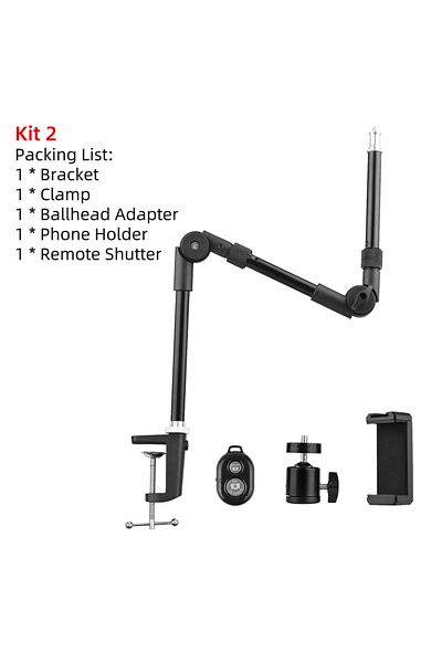 Andoer Kit 2 Bracket St-01 Flexible Foldable Desk Mount Stand Metal Bracket 3kg Load Capacity For Le