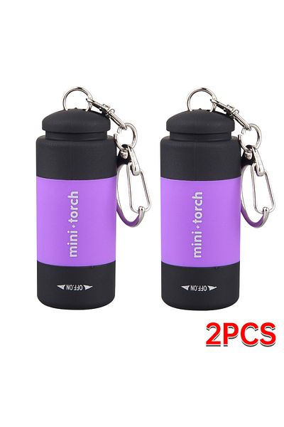 Choice purple 2pcs Outdoor Keychain Flashlight Rechargeable LED Mini Pocket Flashlight For Camping Hiking E