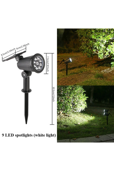 Heinast مصباح كشاف شمسي أبيض اللون، قطعة واحدة، 9 مصابيح LED، مقاوم للماء، من...