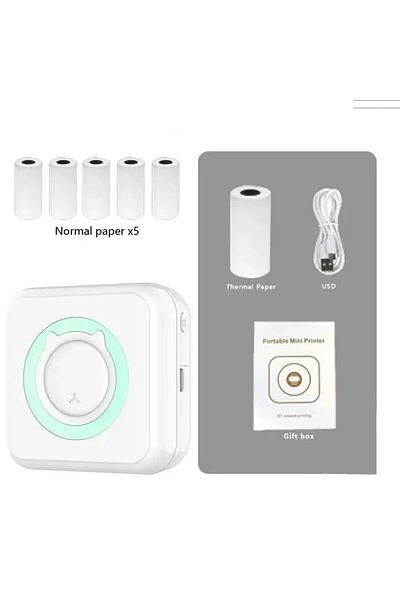 Choice Green 5 rolls paper Mini Printer Portable Thermal Stickers Paper Inkless Bluetooth Wireless Impresor