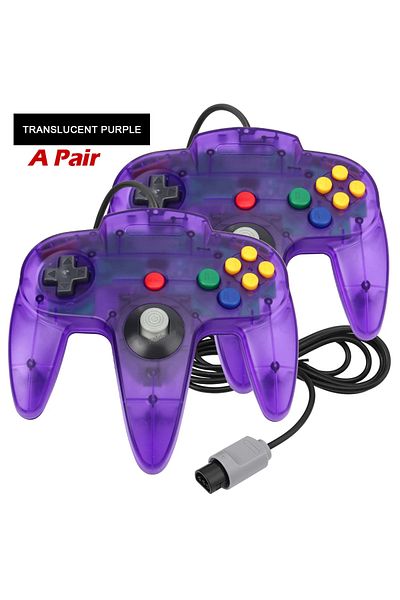 Choice Transparent Purple 2PCS/Pair Wired Gamepad For N64 Wired Joypad Controller for N64 Classic Joystick