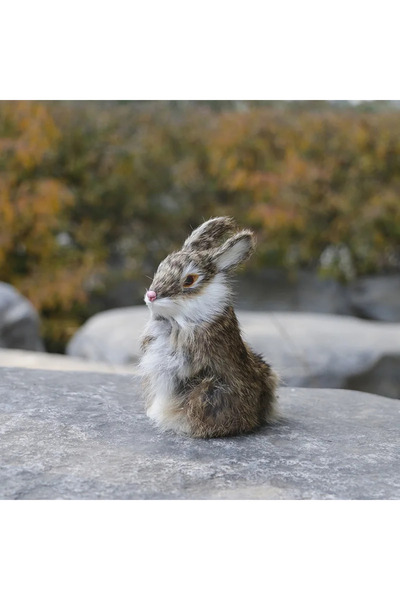 Choice نموذج أرنب مقلد بني اللون، ديكورات منزلية من فرو الأرانب، هدايا يدوية