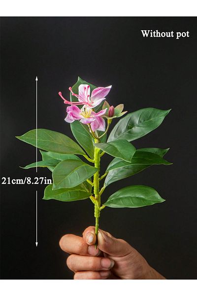 Choice 21cm  Pink 21-40cm Artificial Azaleas Plants Fake Rubber Tree Tropical Palm Leaves Faux Ficus with F