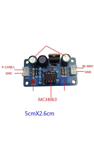 Choice MC34063 Nixie Tube boost  POWER Module DC 9-12V TO 80-380V 170V Glow clock Magic Eye 6E2, 6E1, 6E...