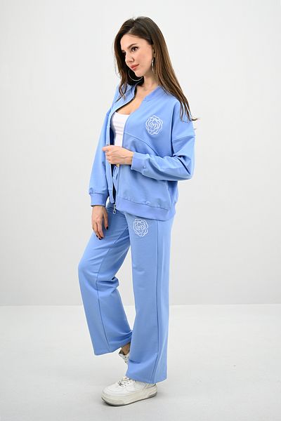 Koza Butik Γυναικείο Σετ Φούτερ με φαρδύ φερμουάρ και λεπτομέρεια τριαντάφυλλο 4144-25-1