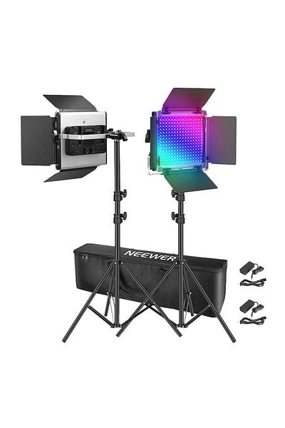 NEEWER Neewer RGB PRO 660 LED Panels Kit 2, tripods, large carrying bag