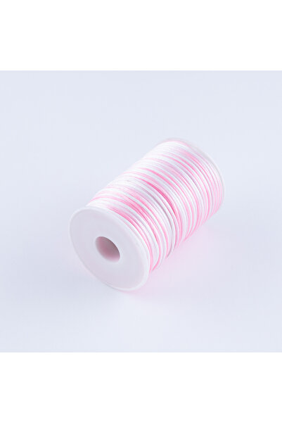 Bimotif Floş ip, Pembe-Beyaz, 2 mm  1 metre