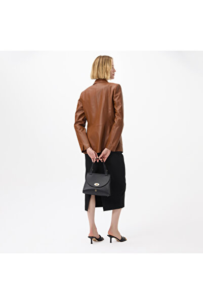 Desa Angelea Kahve Kadın Blazer Deri Ceket