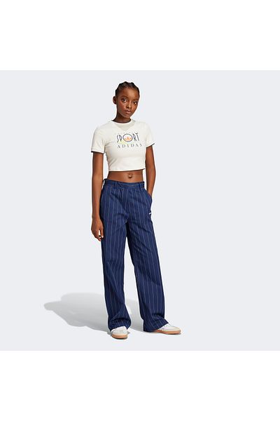 adidas Originals Pinstripe Twill Loose Women's Navy Blue Trousers