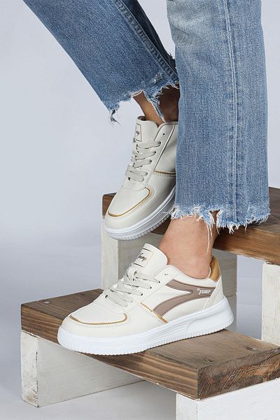 Jump 28063 Beige - White Women's Sneaker Casual Sneakers