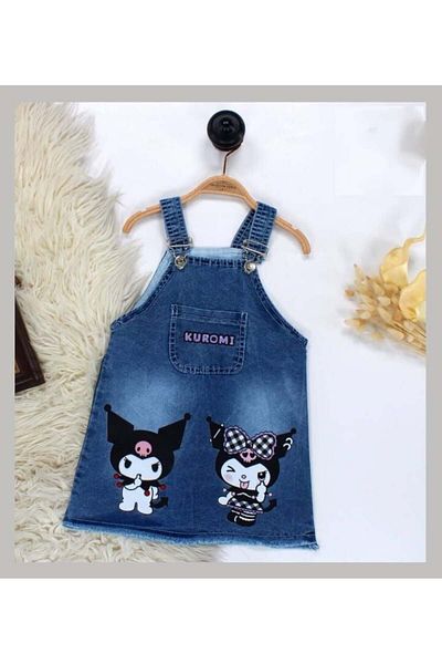 Melomio Baby Kids Kuromi Printed Girl's Denim Gilet Dress