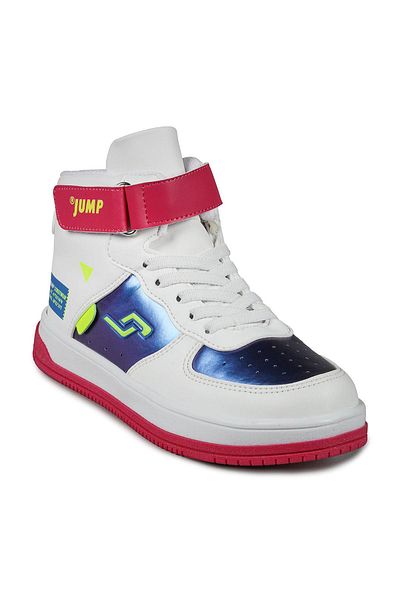 Jump 27834 Velcro High Top White - Pantofi fucsia pentru fete Tenisi casual