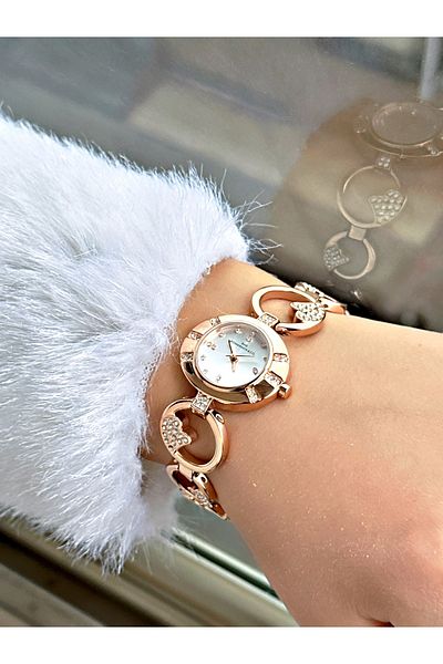 Romanson Special Design Stone Steel Cord Rose Gold Color Steel Case Women Wrist Watch 1419.03