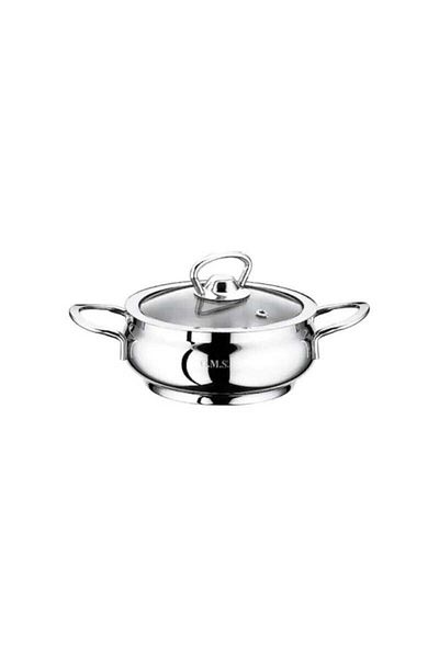 OMS Silver Color Mini Sphere Flat Pot 12x6 cm
