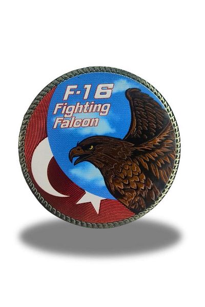 SINGLE SWORD Пластмасова велкро нашивка за значка F-16 Fighting Falcon 9.5 см