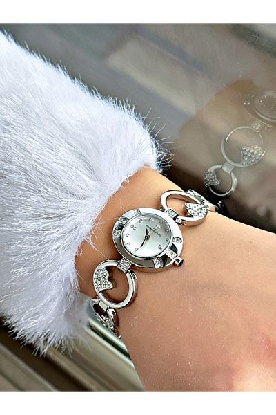 Romanson Special Design Stone Steel Cord Silver Color Steel Case Women Wrist Watch 1419.01