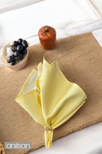 Anılsan Tekli %100 Pamuk Kumaş Peçete Açık Sarı 50x50 Cm Mutfak Bezi Sofra Su...