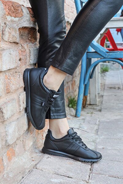 Jump 22211 Siyah Cilt Kadın Sneaker Günlük Spor Ayakkabı