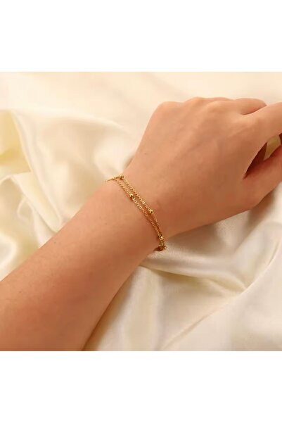 derokas Dorika Heeled Steel Bracelet Gold New Season Elegant and Stylish