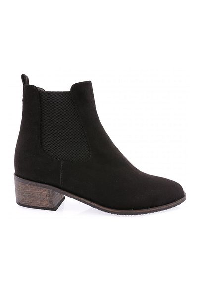 DGN Women's Black Suede Boots - Frame Heels and Stretch Detail 215265