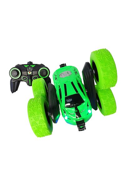 Salamandra Masina Verde 2 Fete, Rotatie 360 grade, Lumini, Super Speed, cu Telecomanda si Acumulator