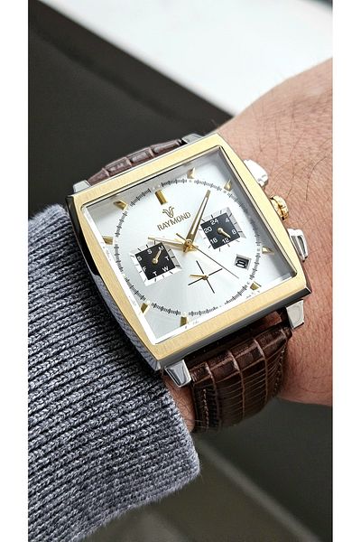 Raymond Rym-83001 Leather Cord Men's Wristwatch - Stainless Steel Case - 2 Year Warranty