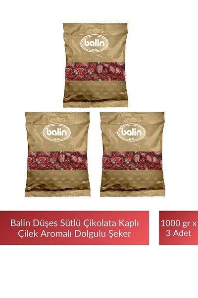 Kahve Dünyası Balin Duchess Chocolate Covered Strawberry Flavored Hard Candy 1000 g X 3 Pieces