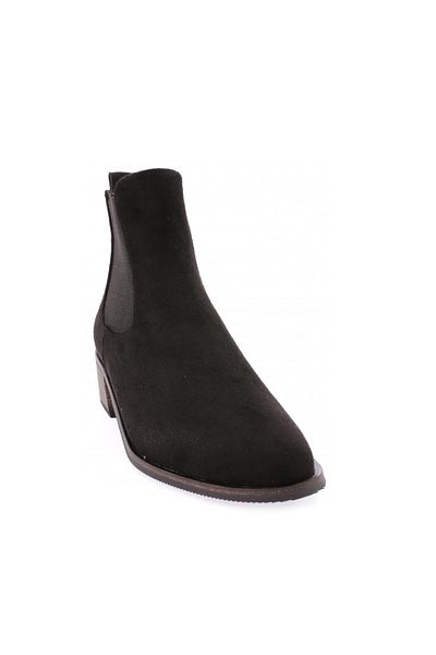 DGN Women's Black Suede Boots - Frame Heels and Stretch Detail 215265
