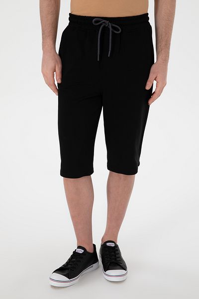 U.S. Polo Assn. Ανδρικό μαύρο πλεκτό σορτς με κανονική εφαρμογή 50298039 -VR046