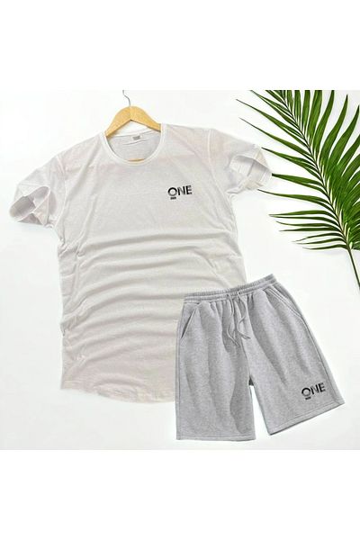 Fifty Color Unisex Γκρι Μπλουζάκι με εμπριμέ κάτω επάνω σορτς Συνδυασμός κοστουμιού