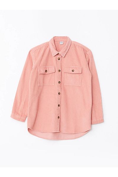 LC Waikiki LCW Kids Mercan Basic μακρυμάνικο βελούδινο πουκάμισο για κορίτσια
