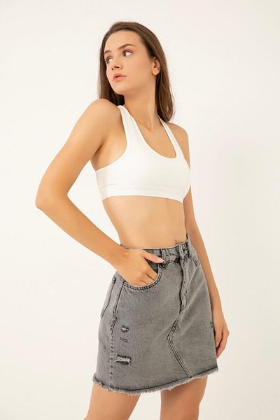 1434 Polo State Fusta de damă din denim gri