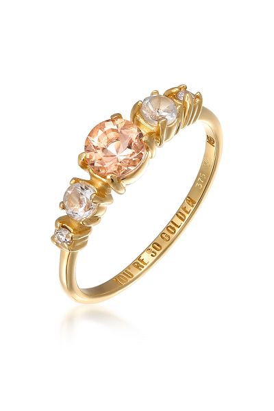 HAZE & GLORY Ring Lab Grown Diamanten (0.03 ct) Morganit 375 Gelbgold