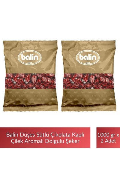 Kahve Dünyası Balin Duchess Chocolate Covered Strawberry Flavored Hard Candy 1000 g X 2 Pieces