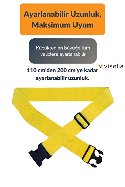 Viselia Valiz Kemeri Emniyet Tokalı Ölçüsü Ayarlanabilir Bavul Güvenlik Emniyet Kemeri 2 Adet Sarı-Yeşil