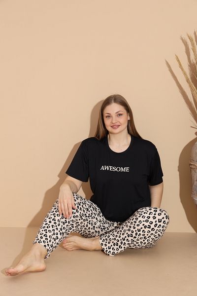 BEYAZTOPTAN CALITATE ȘI ELEGANT MILAN SET DE Pijama LEOPARD CU MÂNECĂ SCURTĂ