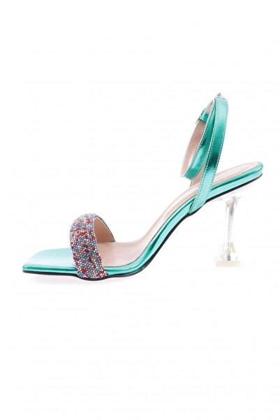 DGN 5161-23Y Kadin Silver Taşli Bilekten Bağli Topuklu Ayakkabı