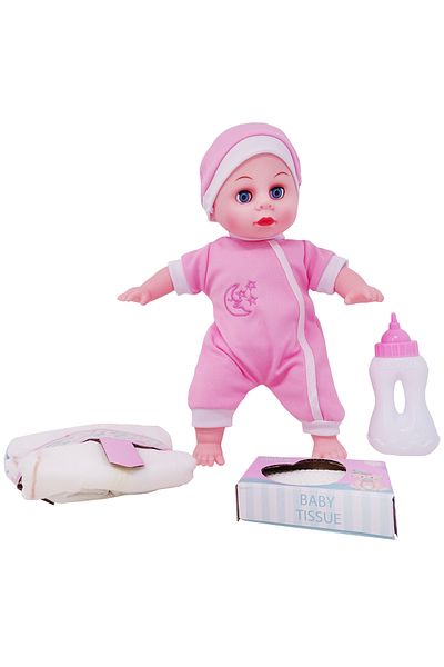 Salamandra Set Papusa Bebelus Cu Biberon, Scutec Si Servetel, Roz, Kids