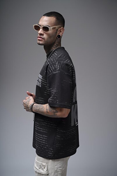 king brich Μπλουζάκι με λαιμόκοψη με σιλικόνη με λεπτομέρεια Unisex Oversize Fit