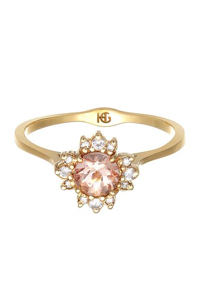 HAZE & GLORY Diamant Morganit Verlobungsring 375 Gelbgold