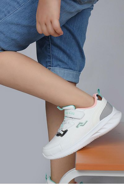 Jump 28106 Velcro White - Salmon Girl's Sneaker Casual Sneakers