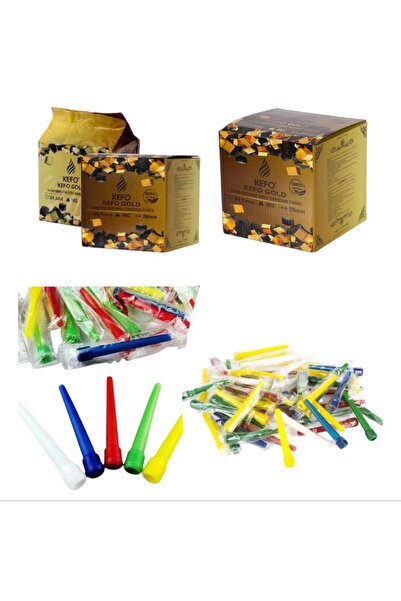 YILMAZNARGİLE Kefo Gold Nargile فحم 1 كجم و1 عبوة من سيبي، فحم ممتاز، سيبي شيشة