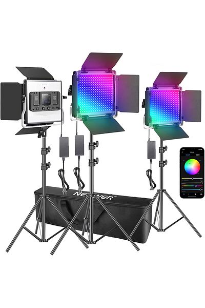 NEEWER Kit 3 Panouri Neewer RGB,450 LED,trepiezi 200 cm inclusi,geanta transport