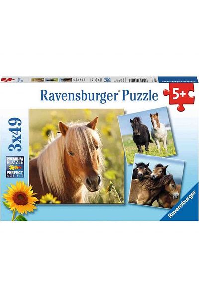 RAVENSBURGER Horse Puzzle, 3X49 Pieces