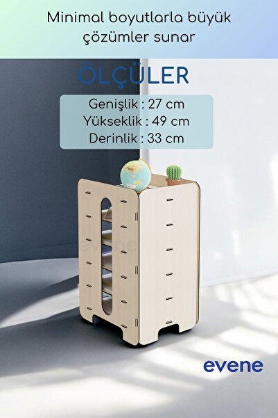 Evene Dosya Düzenleyici Masa Üstü Organizer Ahşap Evrak Rafı Açık Bej Renk Model 16