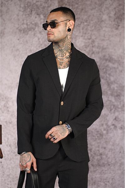king brich Regular Fit Blazer Linen Bottom Top Set