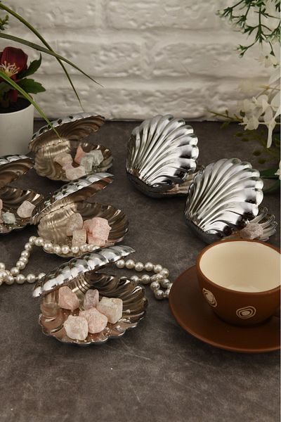 AKSESUAR EVRENİ Brano 6-Piece Coffee Side Oyster Turkish Delight Bowl