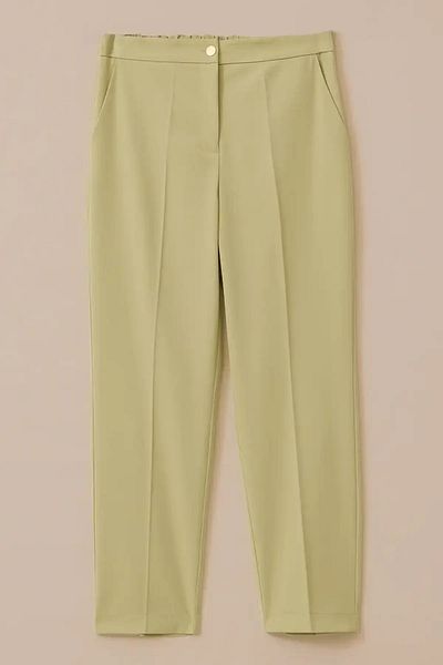 SEÇİL Green Women's High Waist Button Detailed Pocket Trousers