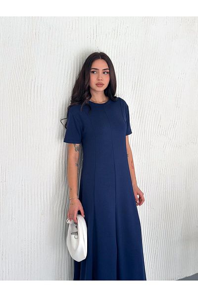 Güler Casual Rochie modal cu volan de culoare bleumarin